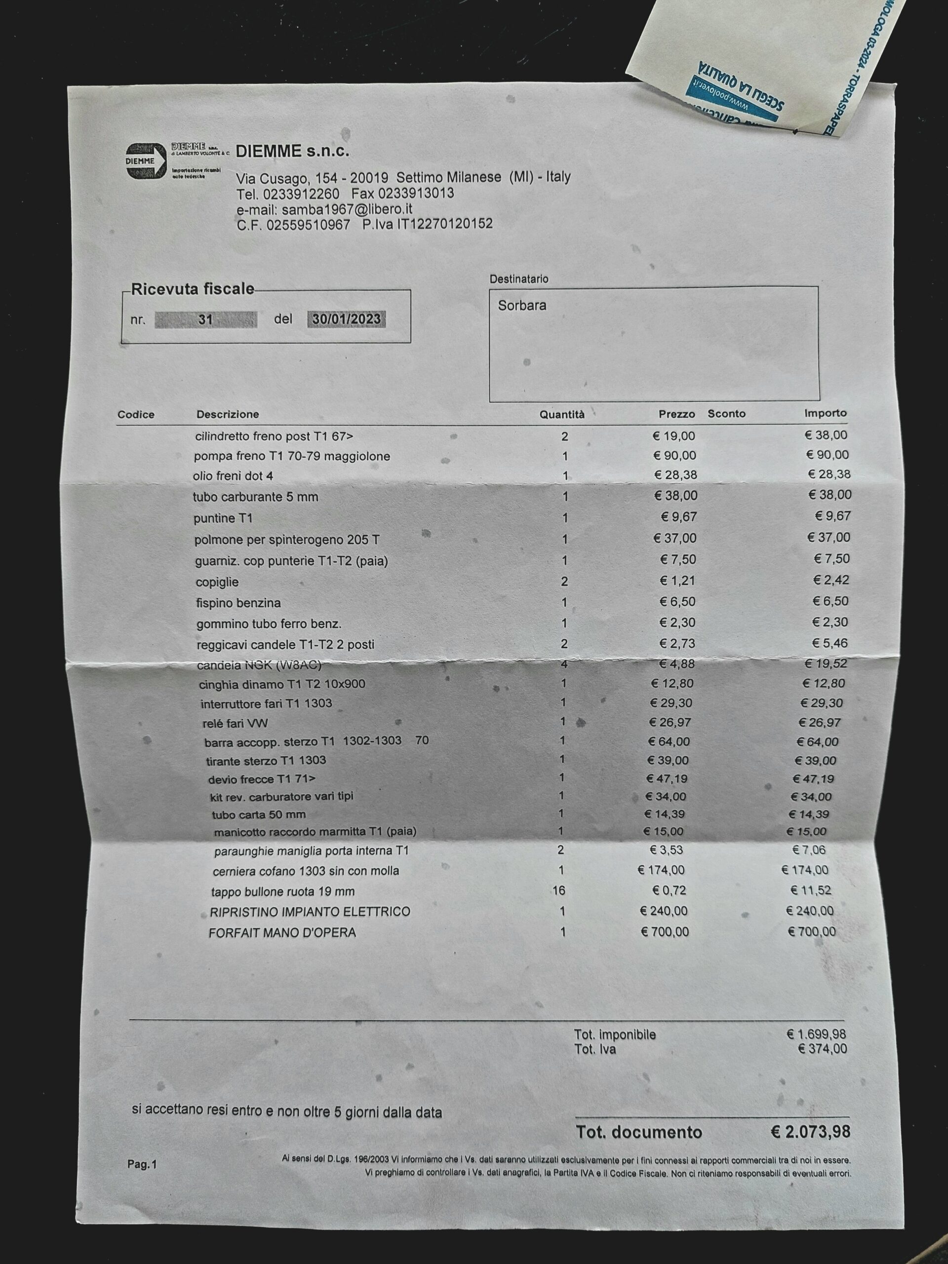 VOLKSWAGEN Maggiolone 1.2 1303 – 1974